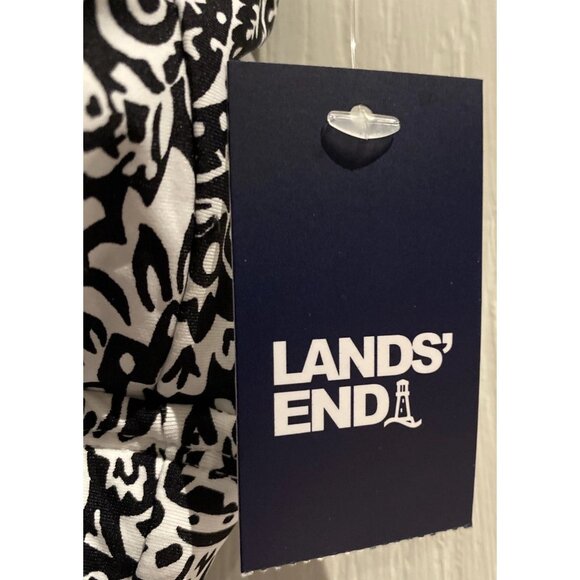 Lands’ End Women’s Tank Swimsuit Bathing Suit Slimming Paisley Black Size Medium - Picture 2 of 12